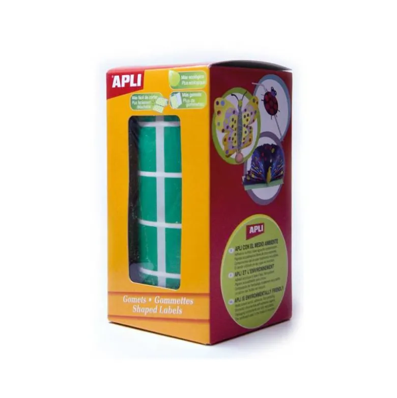 Gomets Apli cuadrados color verde 20x20mm