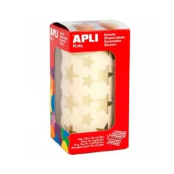 Gomets Apli estrella color oro. Rollo de 2360 unidades.