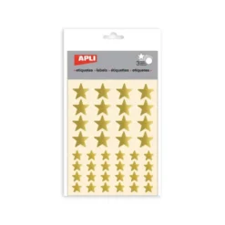 Gomets Apli estrella oro. Bolsa con 3 hojas y 120 gomets.