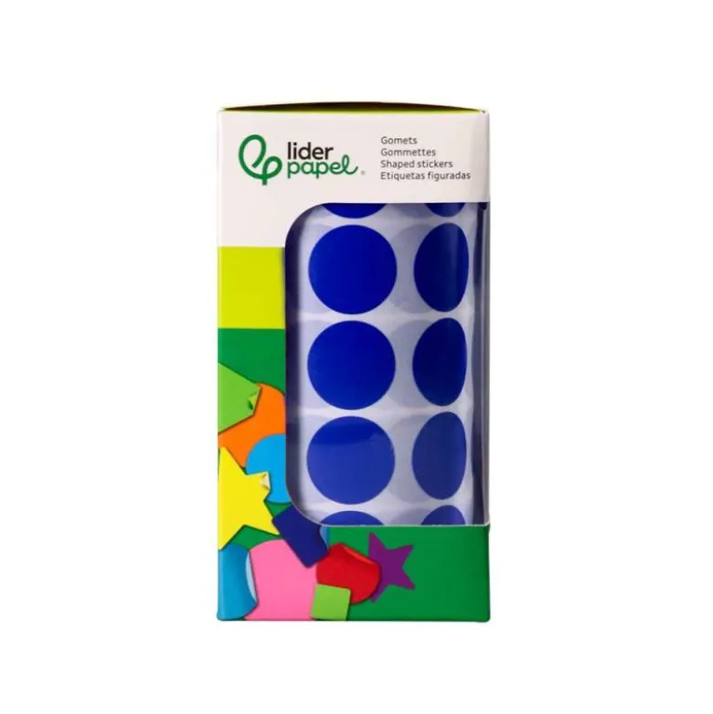 GOMETS LIDERPAPEL AUTOADHESIVO S CIRCULOS 20 MM AZUL ROLLO DE 2000 UNIDADES EN CAJA DE CARTON