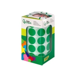 GOMETS LIDERPAPEL AUTOADHESIVO S CIRCULOS 20 MM VERDE ROLLO DE 2000 UNIDADES EN CAJA DE CARTON