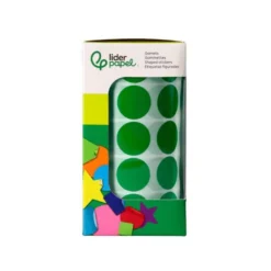 GOMETS LIDERPAPEL AUTOADHESIVO S CIRCULOS 20 MM VERDE ROLLO DE 2000 UNIDADES EN CAJA DE CARTON