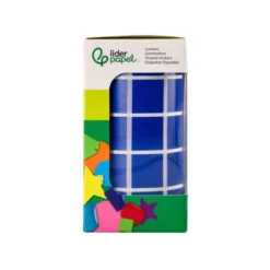 GOMETS LIDERPAPEL AUTOADHESIVO S CUADRADO 20X20 MM AZUL ROLLO DE 2000 UNIDADES EN CAJA DE CARTON