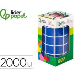 GOMETS LIDERPAPEL AUTOADHESIVO S CUADRADO 20X20 MM AZUL ROLLO DE 2000 UNIDADES EN CAJA DE CARTON