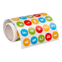 GOMETS LIDERPAPEL AUTOADHESIVO S REDONDO ABECEDARIO 20 MM COLORES SURTIDOS ROLLO DE 1000 UNIDADES EN CAJA DE CARTON