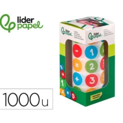 GOMETS LIDERPAPEL AUTOADHESIVO S REDONDO NUMEROS 20 MM COLORES SURTIDOS ROLLO DE 1000 UNIDADES EN CAJA DE CARTON