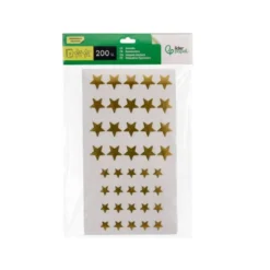 GOMETS LIDERPAPEL AUTOADHESIVO S ESTRELLAS DORADAS SURTIDAS BOLSA DE 5 HOJAS CON 200 UNIDADES