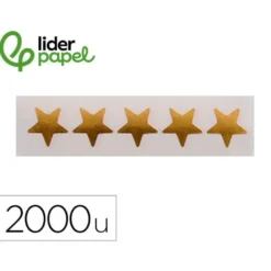 GOMETS LIDERPAPEL AUTOADHESIVO S ESTRELLAS DORADAS SURTIDAS BOLSA DE 5 HOJAS CON 200 UNIDADES