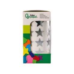 GOMETS LIDERPAPEL AUTOADHESIVO S ESTRELLAS PLATEADAS 20 MM 1500 UNIDADES EN CAJA DE CARTON