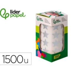 GOMETS LIDERPAPEL AUTOADHESIVO S ESTRELLAS PLATEADAS 20 MM 1500 UNIDADES EN CAJA DE CARTON