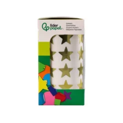 GOMETS LIDERPAPEL AUTOADHESIVO S ESTRELLAS DORADAS 20 MM 1500 UNIDADES EN CAJA DE CARTON
