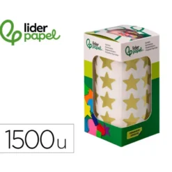 GOMETS LIDERPAPEL AUTOADHESIVO S ESTRELLAS DORADAS 20 MM 1500 UNIDADES EN CAJA DE CARTON
