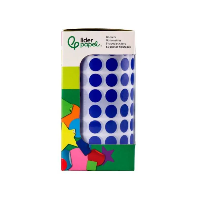 GOMETS LIDERPAPEL AUTOADHESIVO S CIRCULOS 10,5 MM AZUL ROLLO DE 6000 UNIDADES EN CAJA DE CARTON
