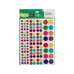 GOMETS LIDERPAPEL AUTOADHESIVO CIRCULOS COLORES Y TAMAÑOS SURTIDOS BOLSA DE 10 HOJAS 1200 UNIDADES
