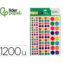 GOMETS LIDERPAPEL AUTOADHESIVO CIRCULOS COLORES Y TAMAÑOS SURTIDOS BOLSA DE 10 HOJAS 1200 UNIDADES