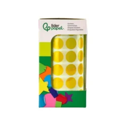 GOMETS LIDERPAPEL AUTOADHESIVO S CIRCULOS 15 MM AMARILLO ROLLO DE 2500 UNIDADES EN CAJA DE CARTON