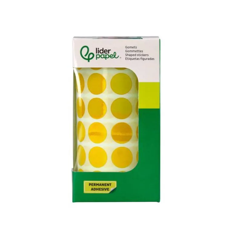 GOMETS LIDERPAPEL AUTOADHESIVO S CIRCULOS 15 MM AMARILLO ROLLO DE 2500 UNIDADES EN CAJA DE CARTON