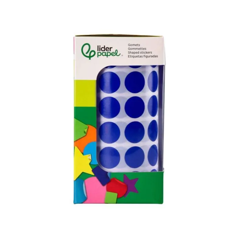 GOMETS LIDERPAPEL AUTOADHESIVO S CIRCULOS 15 MM AZUL ROLLO DE 2500 UNIDADES EN CAJA DE CARTON
