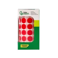 GOMETS LIDERPAPEL AUTOADHESIVO S CIRCULOS 15 MM ROJO ROLLO DE 2500 UNIDADES EN CAJA DE CARTON