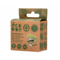 GRAPADORA LIDERPAPEL ECOUSE MINI CAPACIDAD 12 HOJAS 100% PLASTICO RECICLADO CON CAJA DE 1000 GRAPAS 26/6
