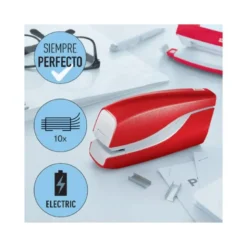 GRAPADORA PETRUS ELECTRICA E-310 CONTACTLESS ROJO METALIZADO CAPACIDAD 12 HOJAS USA GRAPAS Nº 10
