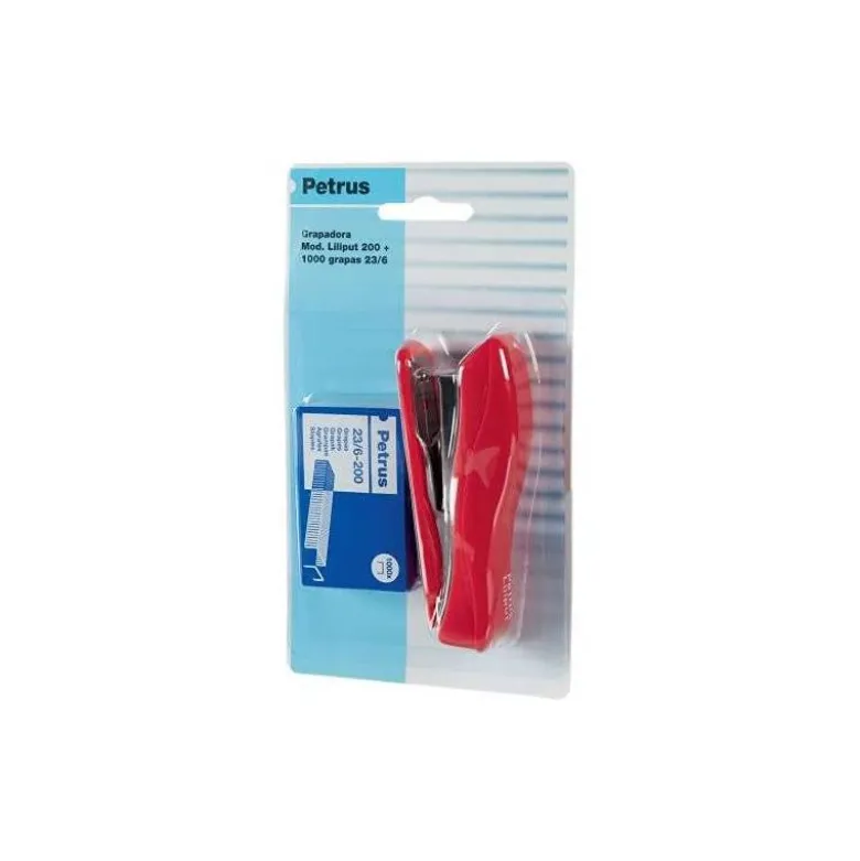 GRAPADORA PETRUS LILIPUT 200 RECYCLE CAPACIDAD 12 HOJAS + CAJA GRAPAS 23/6 COLORES SURTIDOS