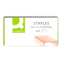 Grapas Q-connect nº 22/6 y 24/6 cobreadas caja 1000 ud.
