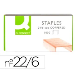 Grapas Q-connect nº 22/6 y 24/6 cobreadas caja 1000 ud.