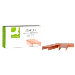 Grapas Q-connect nº 22/6 y 24/6 cobreadas caja 1000 ud.