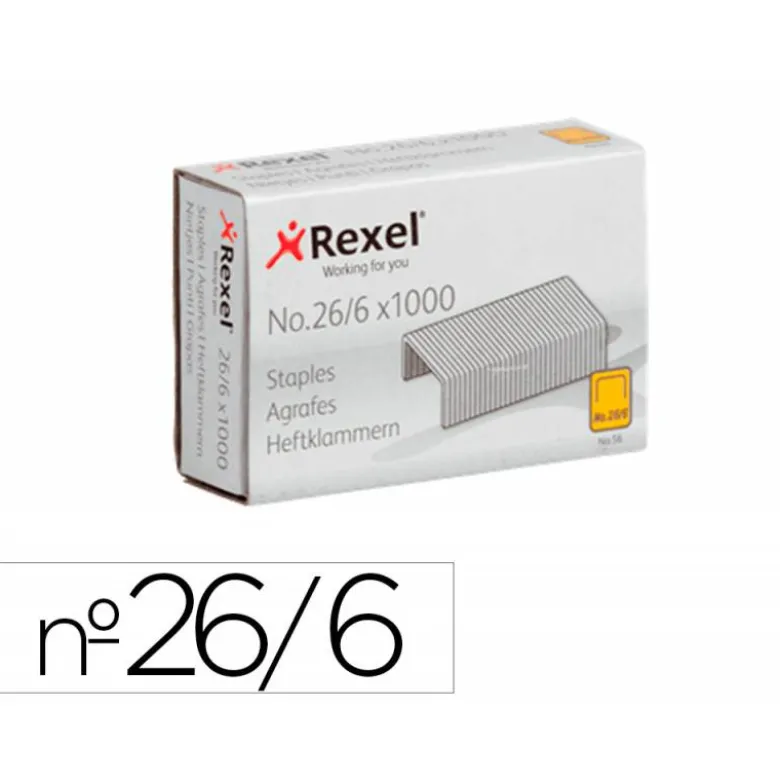GRAPAS REXEL 26/6 MM GALVANIZADA CAJA DE 1000 UNIDADES