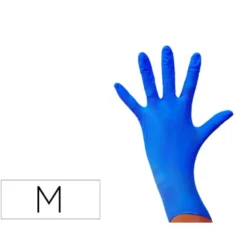 GUANTE DE NITRILO DESECHABLE SENSITIVE SIN POLVO TALLA M MEDIANA COLOR AZUL CAJA DE 100 UNIDADES