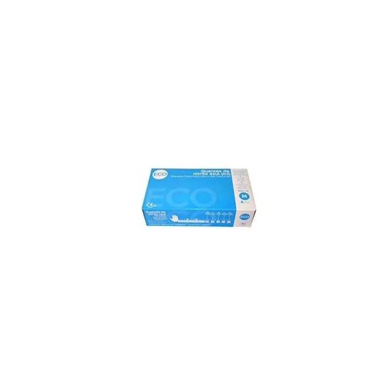 GUANTE DE NITRILO DESECHABLE SENSITIVE SIN POLVO TALLA M MEDIANA COLOR AZUL CAJA DE 100 UNIDADES
