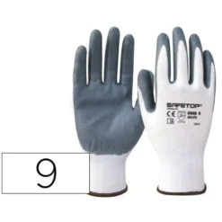 GUANTES DE NITRILO SAFETOP NITRI-FIT SINTETICO SOLIDO GRIS SIN COSTURA TALLA 9