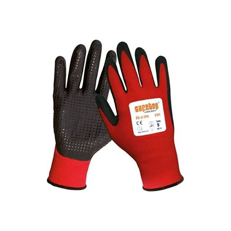 GUANTES DE NITRILO SAFETOP FIT-O-LITE DOTS PUNTOS EN LA PALMA TALLA 8
