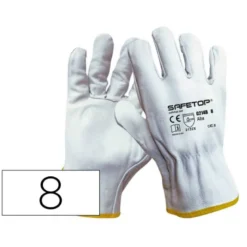 GUANTES DE PIEL SAFETOP ABA STANDARD EN388 100 C COLOR BLANCO TALLA 8