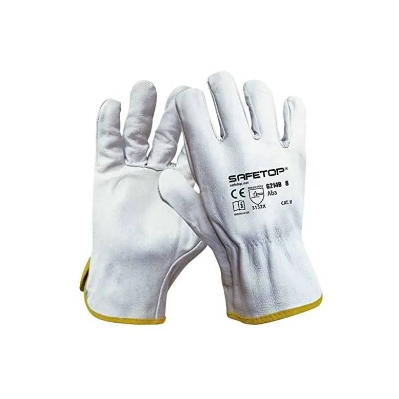 GUANTES DE PIEL SAFETOP ABA STANDARD EN388 100 C COLOR BLANCO TALLA 8