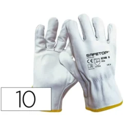 GUANTES DE PIEL SAFETOP ABA STANDARD EN388 100 C COLOR BLANCO TALLA 10