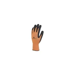 GUANTES DELTAPLUS POLIESTER IMPREGANDO LATEX PALMA Y DEDOS NARANJA FLUOR/NEGRO TALLA 7