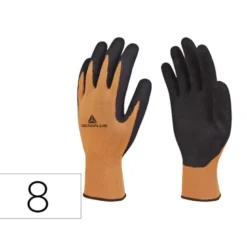 GUANTES DELTAPLUS POLIESTER IMPREGANDO LATEX PALMA Y DEDOS NARANJA FLUOR/NEGRO TALLA 8