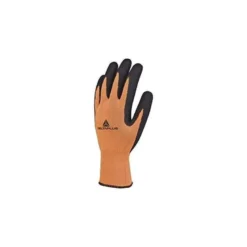 GUANTES DELTAPLUS POLIESTER IMPREGANDO LATEX PALMA Y DEDOS NARANJA FLUOR/NEGRO TALLA 9
