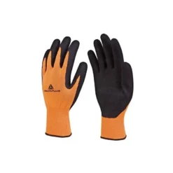 GUANTES DELTAPLUS POLIESTER IMPREGANDO LATEX PALMA Y DEDOS NARANJA FLUOR/NEGRO TALLA 10
