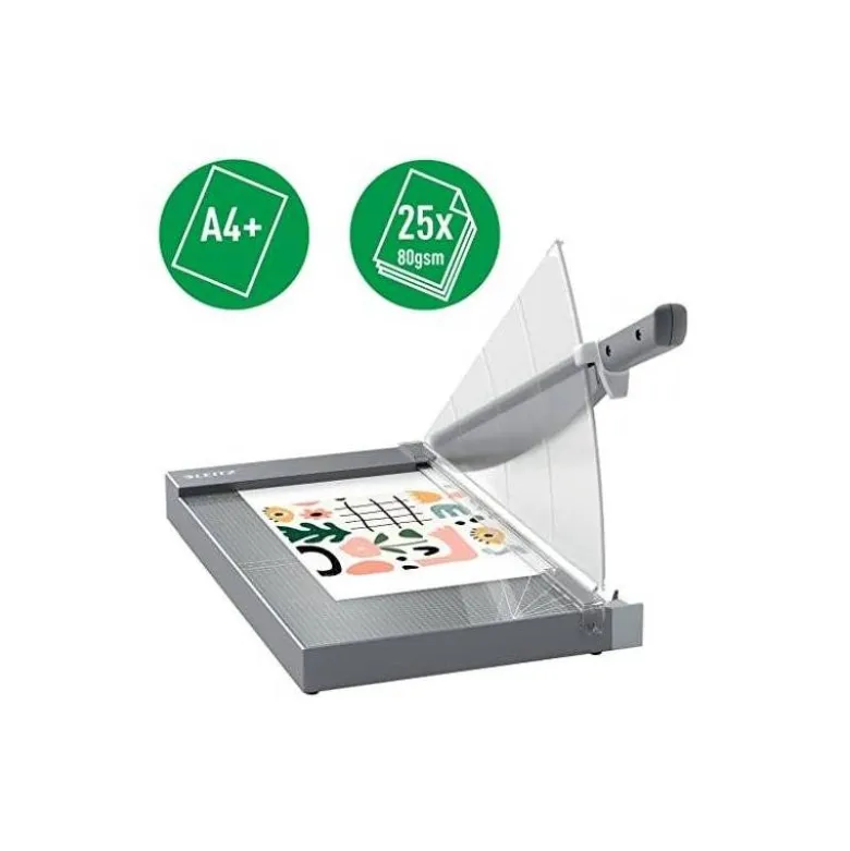 GUILLOTINA DE PALANCA LEITZ PRECISION OFFICE PRO A4+ BASE CRISTAL LONGITUD CORTE 381 MM CAPACIDAD DE CORTE 25 HOJAS