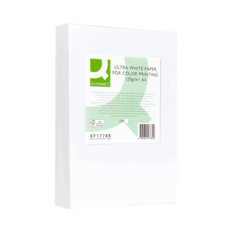 250 Hojas Papel fotocopiadora Q-Connect Ultra White DIN A4 120 Gr