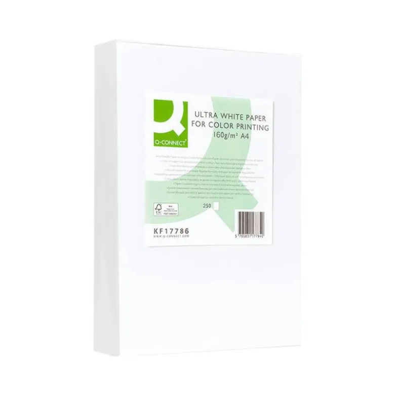 250 Hojas Papel fotocopiadora Q-Connect Ultra White DIN A4