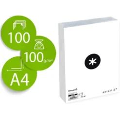 100 Hojas Papel liderpapel a4 antartik 100g/m2 liso blanco