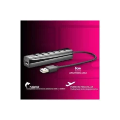 HUB NGS TINY 7 PUERTOS CON ADAPTADOR CORRIENTE USB 2.0