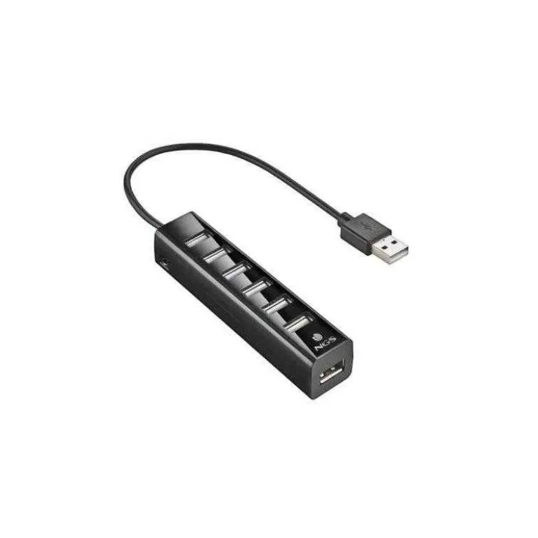 HUB NGS TINY 7 PUERTOS CON ADAPTADOR CORRIENTE USB 2.0