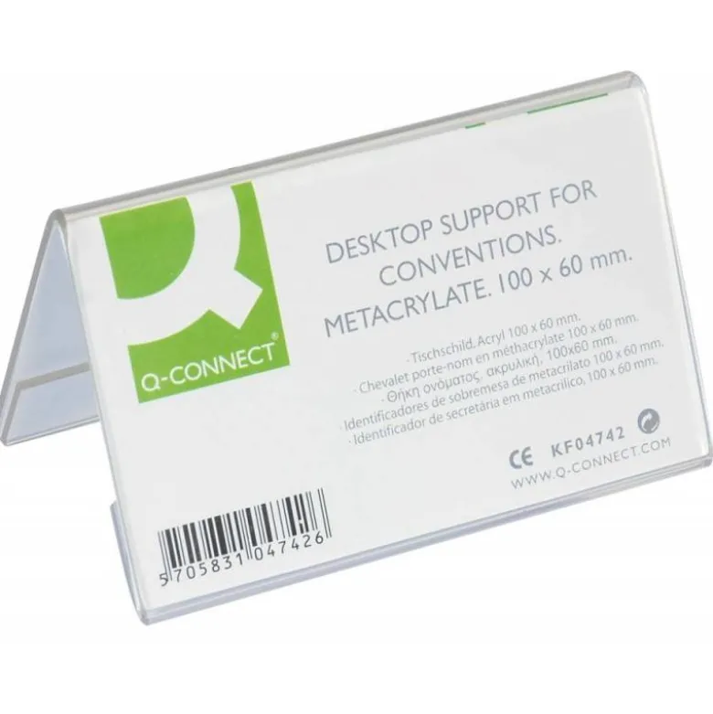 Identificador de sobremesa Q-Connect de metacrilato. Medidas 100x60 mm ref.5729.