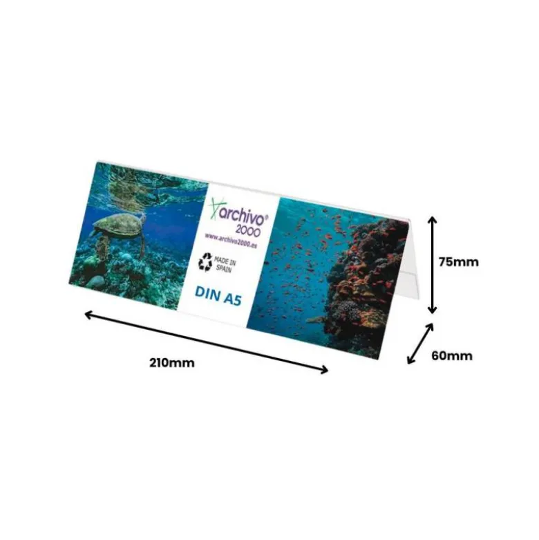 IDENTIFICADOR SOBREMESA ARCHIVO 2000 PETG FLEXIBLE VISIBILIDAD BOBLE CARA DIN A5 60X210X75 MM