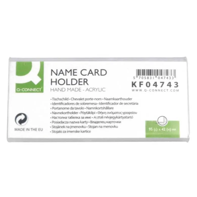 Identificador sobremesa Q-Connect metacrilato. Medidas 95x42 mm ref.5730.